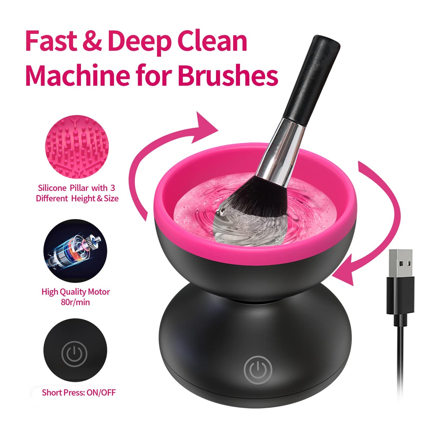 GlamClean™ - Portable Automatic USB Cosmetic Brush Cleaner