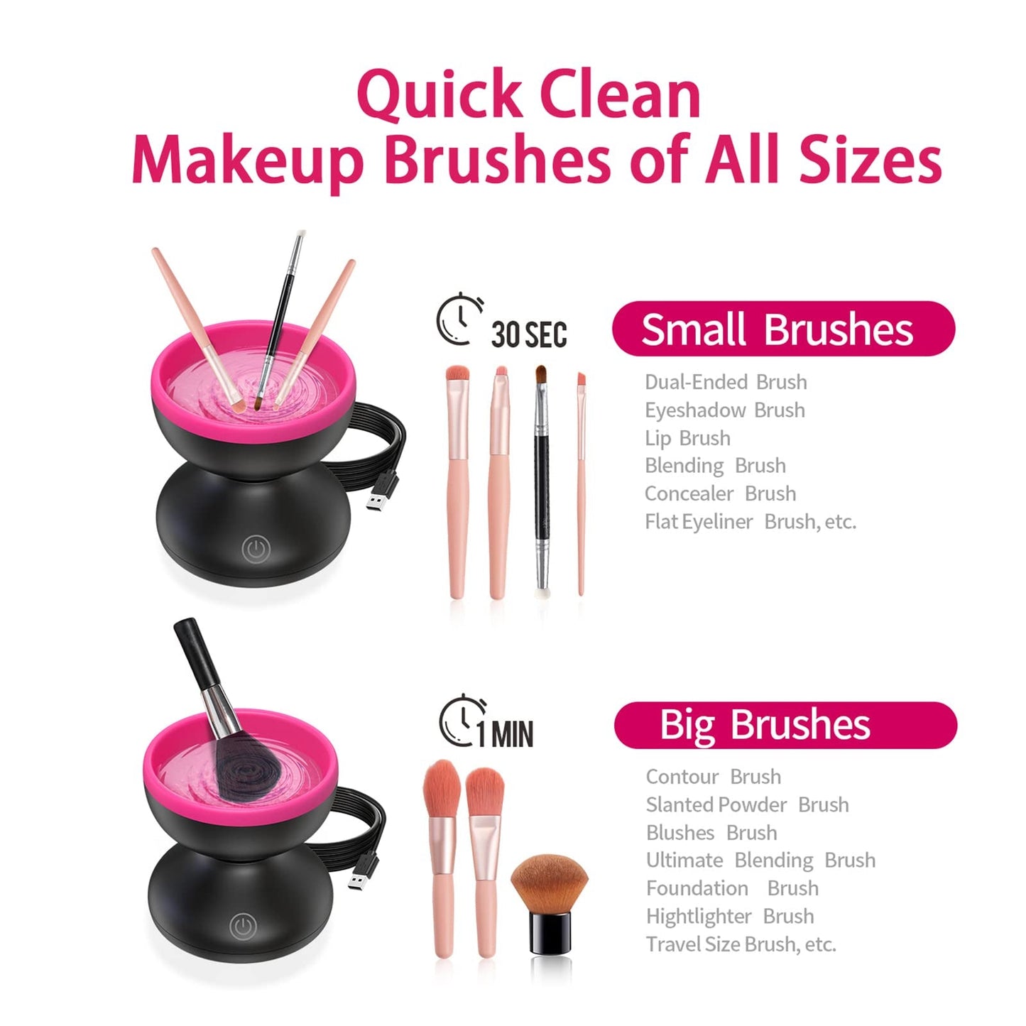 GlamClean™ - Portable Automatic USB Cosmetic Brush Cleaner